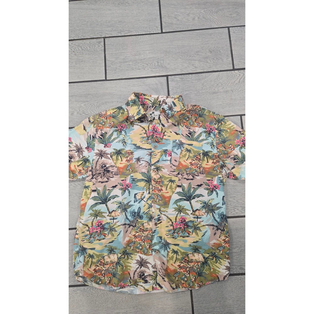 Oliver & Burke Mens Tropical Hula Dancer Tiki Island Aloha Shirt Large Multi